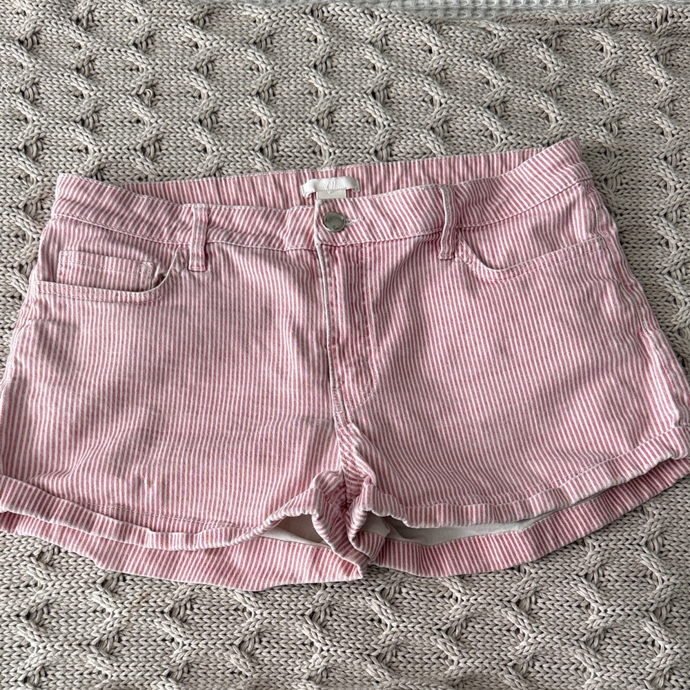H&M Pink Striped Jean Shorts